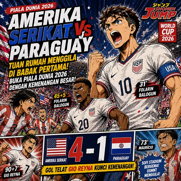 Amerika Serikat vs Paraguay 4-1: Tuan Rumah Menggila di Babak Pertama dan Buka Piala Dunia 2026 dengan Kemenangan Besar