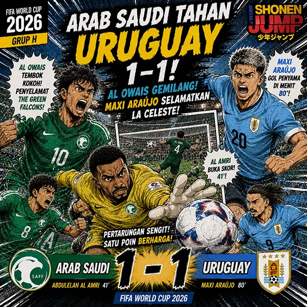 Arab Saudi Tahan Uruguay 1-1: Al Owais Gemilang, Maxi Araújo Selamatkan La Celeste di Piala Dunia 2026