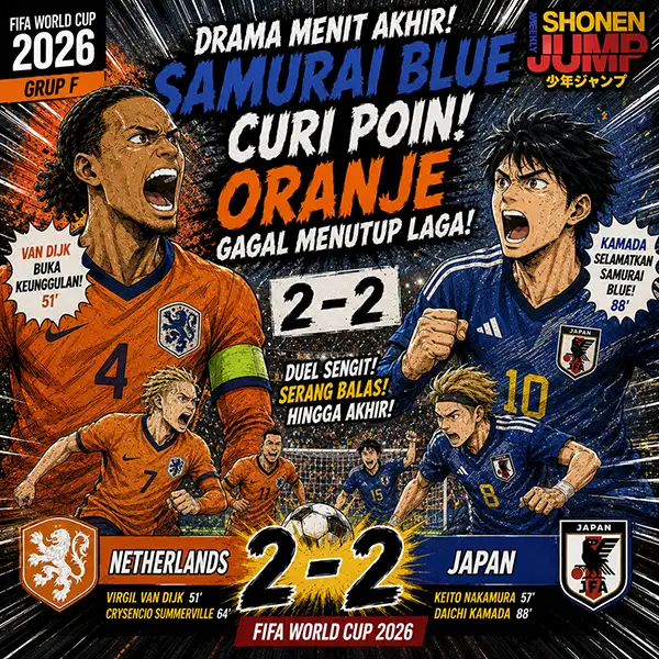 Belanda vs Jepang 2-2: Samurai Blue Curi Poin Dramatis, Oranje Gagal Menutup Laga di Piala Dunia 2026