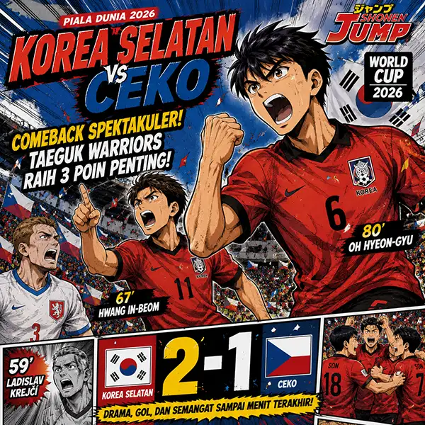 Korea Selatan vs Ceko 2-1: Comeback Dramatis Bawa Taeguk Warriors Raih Kemenangan di Piala Dunia 2026