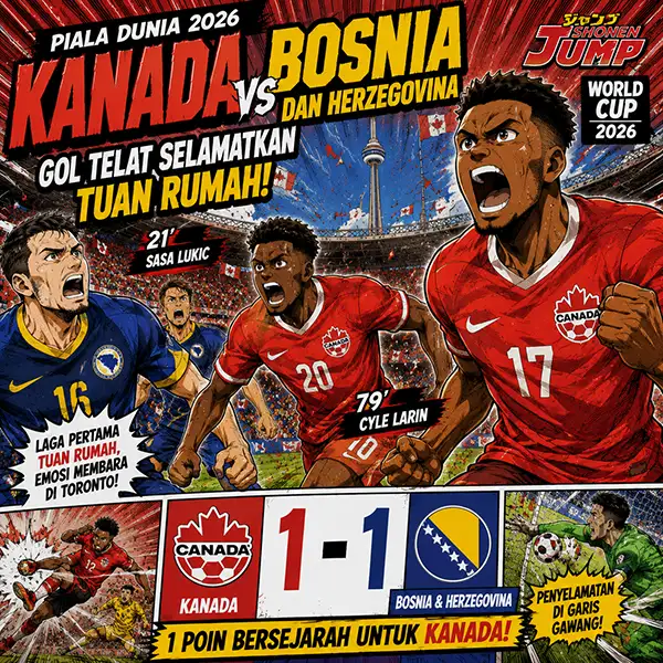 Kanada vs Bosnia dan Herzegovina 1-1: Gol Telat Selamatkan Tuan Rumah di Piala Dunia 2026