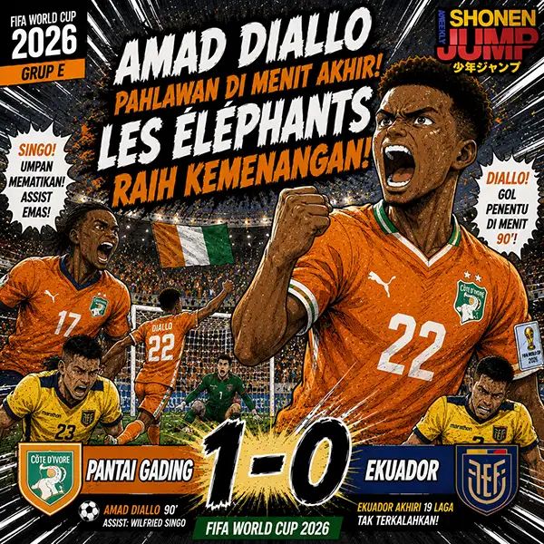 Pantai Gading Bungkam Ekuador 1-0: Amad Diallo Jadi Pahlawan di Menit Akhir Piala Dunia 2026