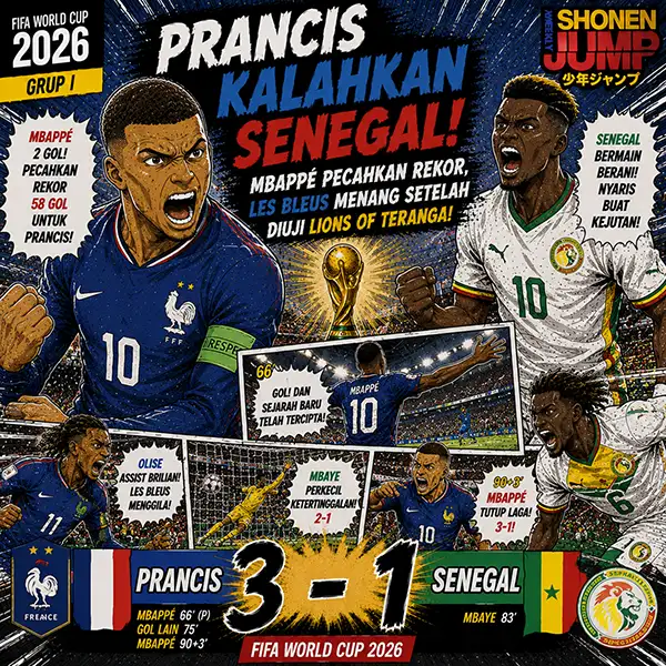 Prancis Kalahkan Senegal 3-1: Mbappé Pecahkan Rekor, Les Bleus Menang Setelah Diuji Lions of Teranga