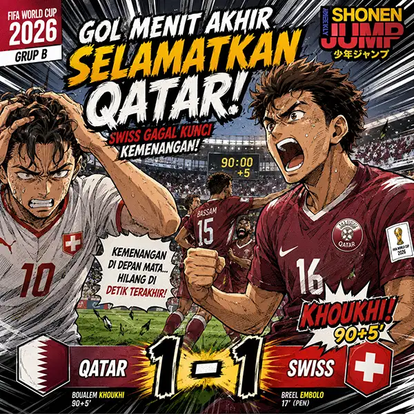 Qatar vs Swiss 1-1: Gol Menit Akhir Selamatkan Qatar, Swiss Gagal Kunci Kemenangan di Piala Dunia 2026