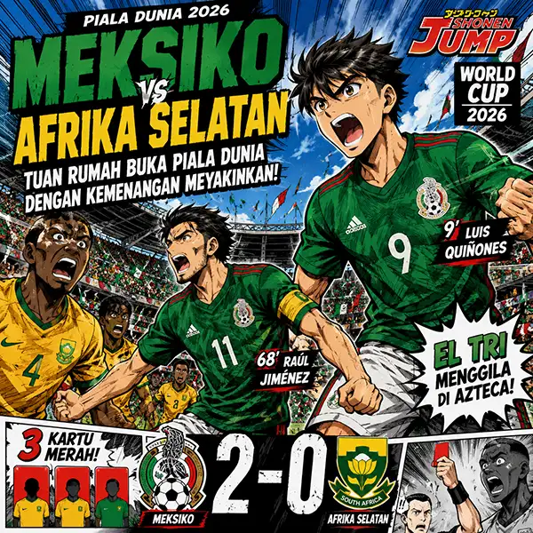 Meksiko Taklukkan Afrika Selatan 2-0 di Laga Pembuka Piala Dunia 2026, Tiga Kartu Merah Warnai Pertandingan Panas